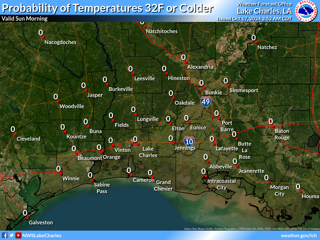 Probability of Temperature 32F or less Night 3