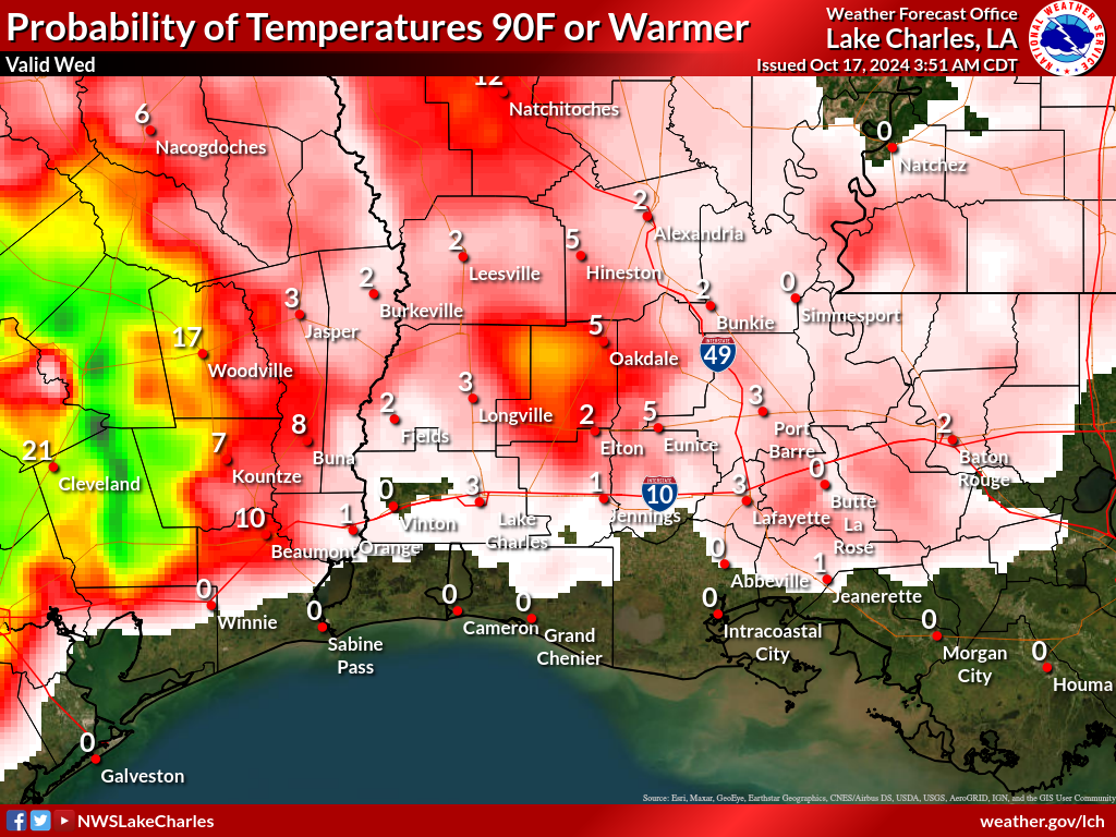 Probability of Temperature 90F or greater Day 7