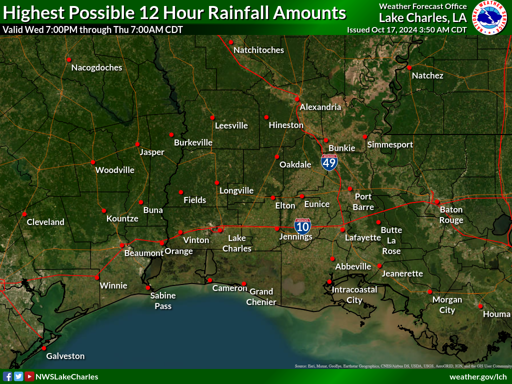 Greatest Possible Rainfall for Night 7