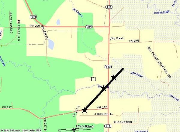 Dry Creek Tornado map