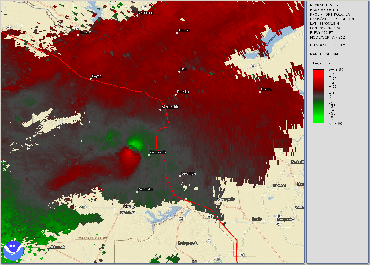 Woodworth Tornado Radar Velocity Animation