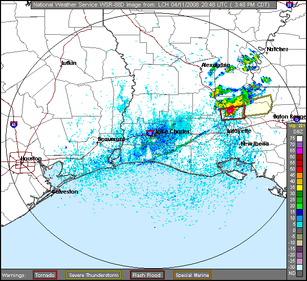 WSR-88D reflectivity radar image from NWS Lake Charles.