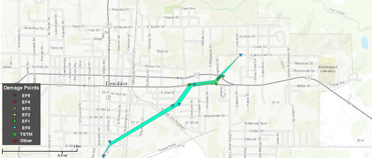 DeRidder tornado path image