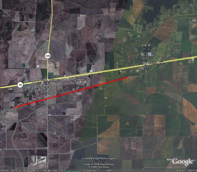 Map image of Nome/China tornado track