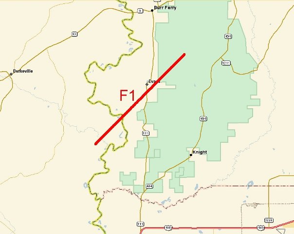 Evans Tornado map