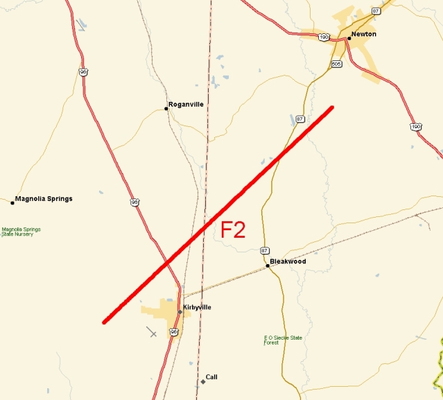 Kirbyville Tornado map