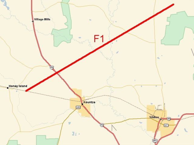 Kountze Tornado map