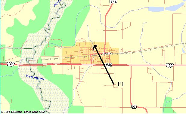 Basile Tornado Map