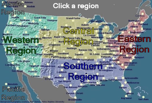 NWS Regional Headquarters map