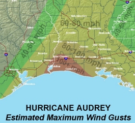 Audrey Wind Gust Map image