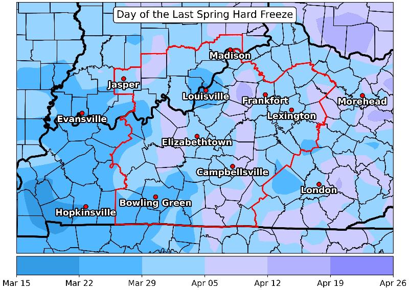 Last 28F temperature in the spring