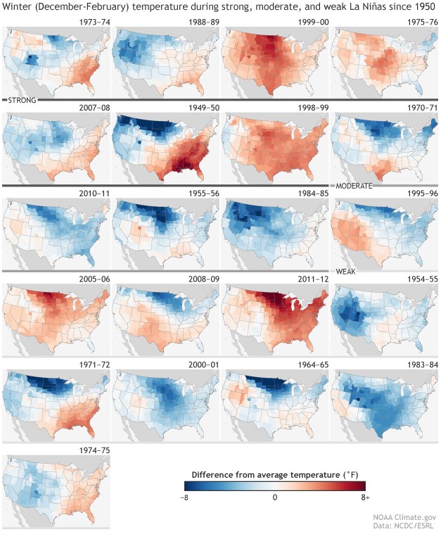 La Nina temperature patterns