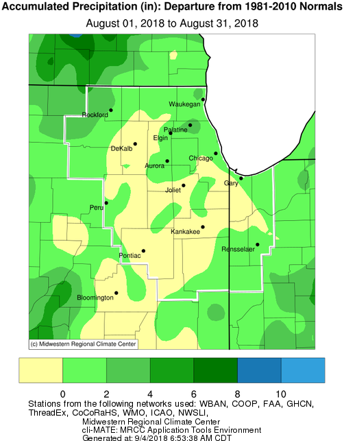 August 2018 Precipitation Departure from Normal