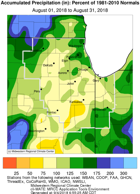 August Precipitation Percent of Normal