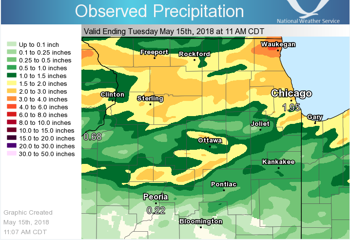 48 hour rainfall ending at 7 am Tuesday, May 15, 2018