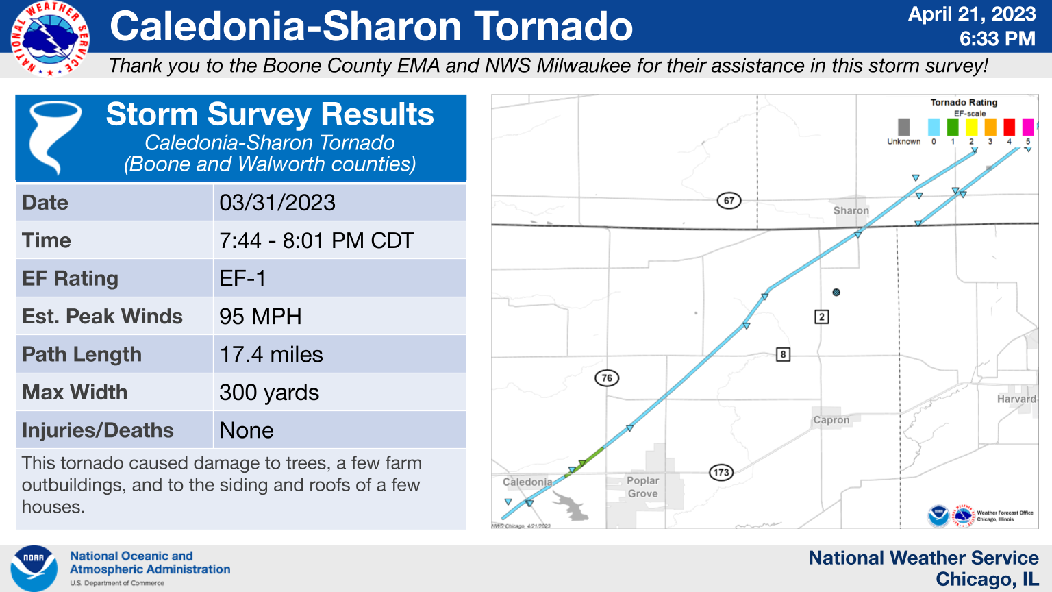 Caledonia Area Tornado Map