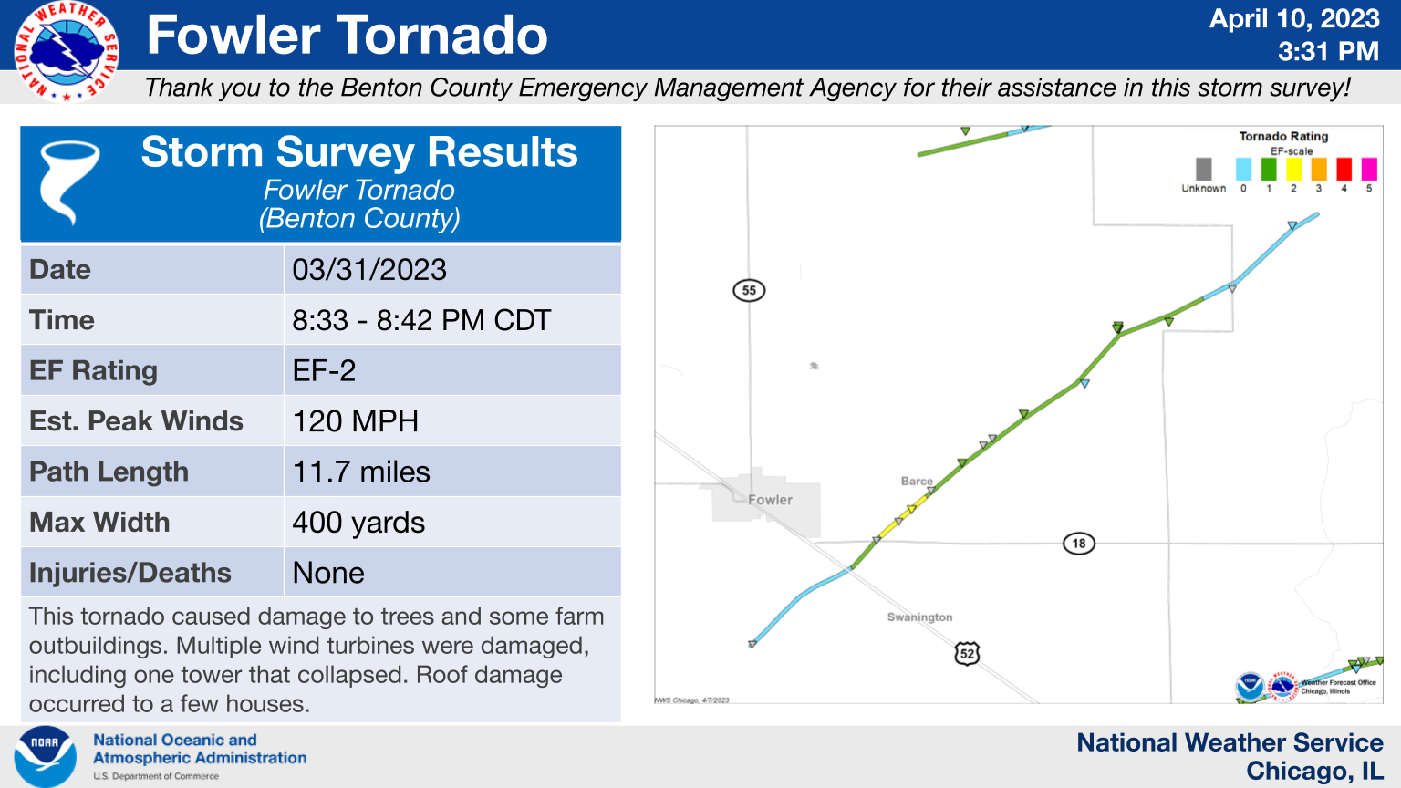 Fowler Area Tornado Map