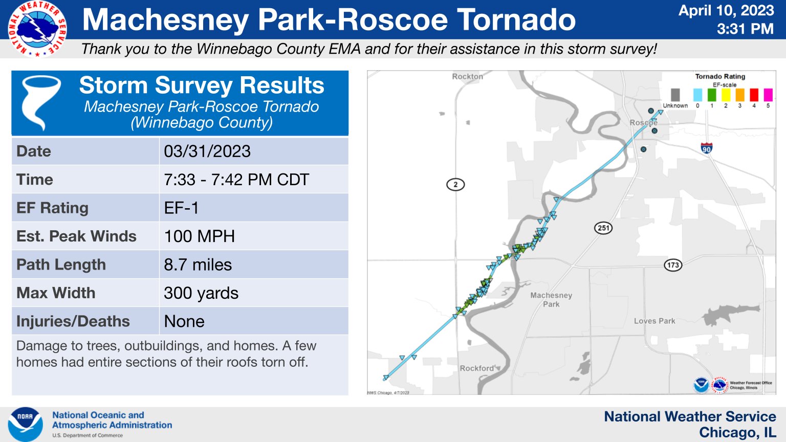 Machesney Park Area Tornado Map