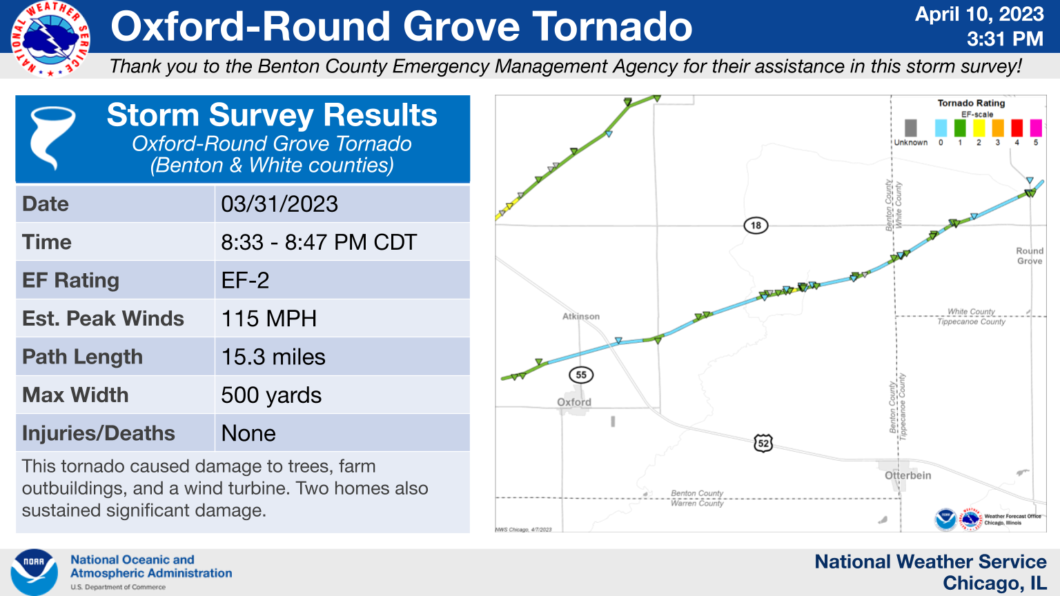 Oxford Area Tornado Map