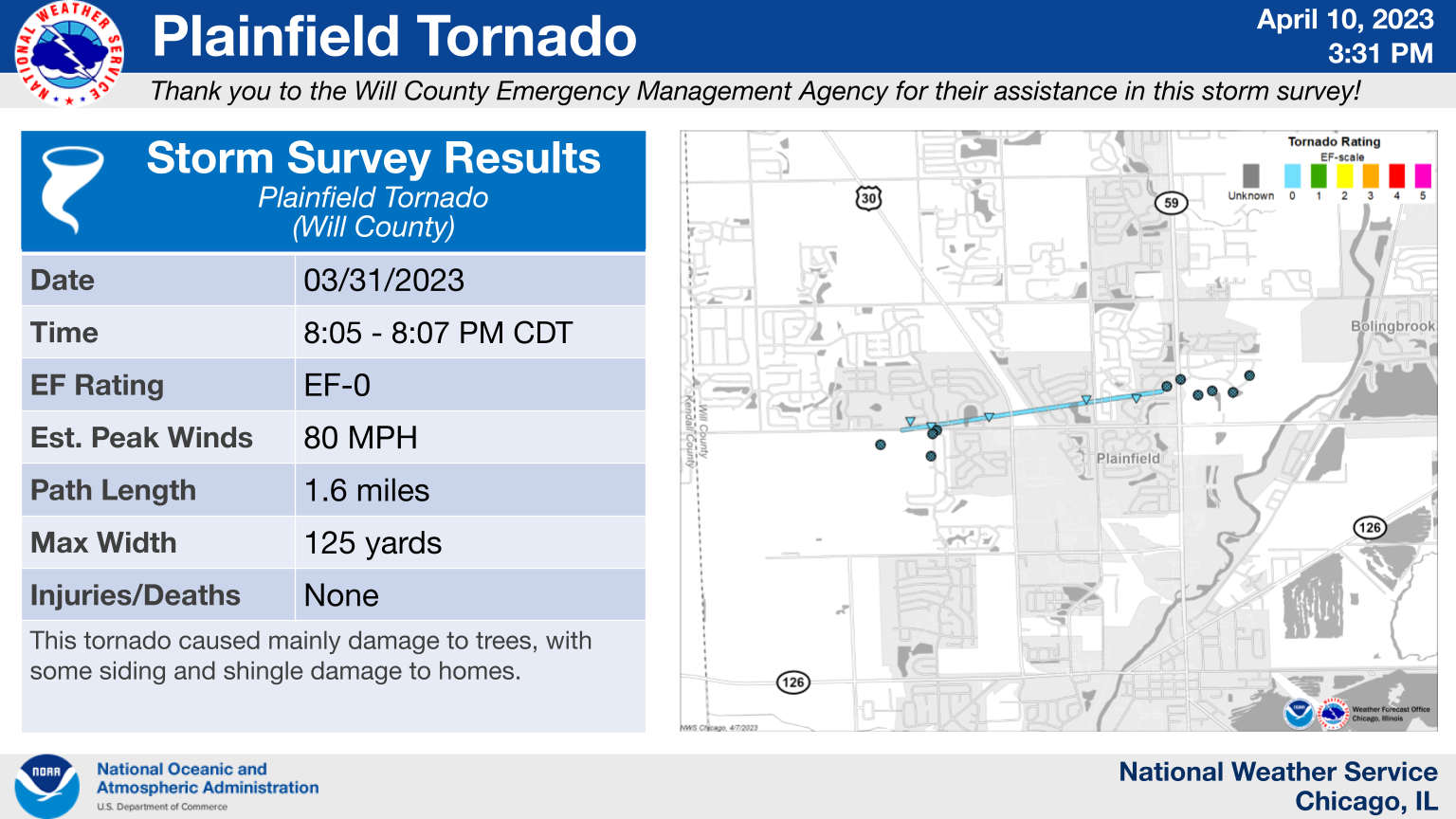 Plainfield Area Tornado Map