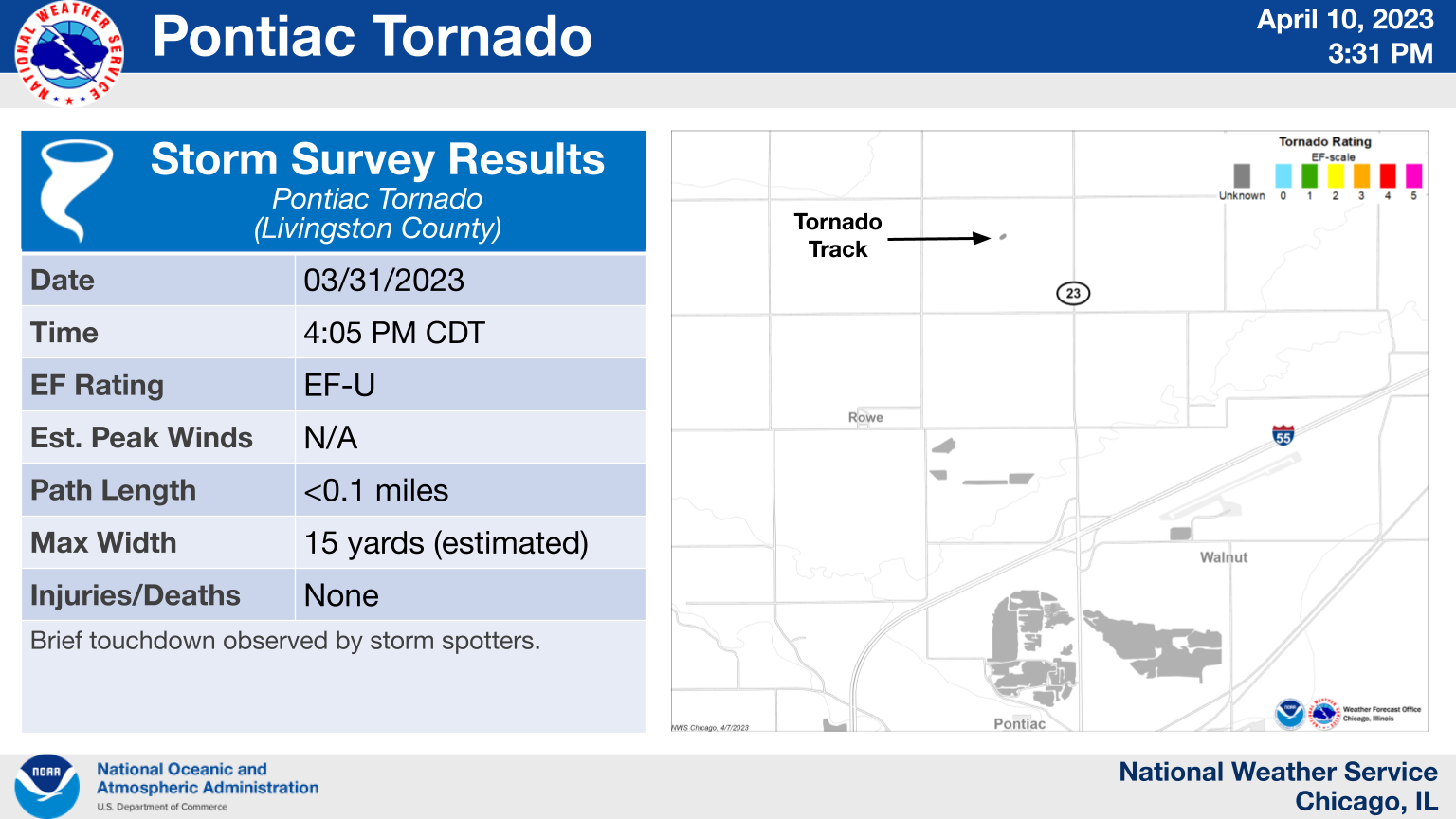 Pontiac Area Tornado Map