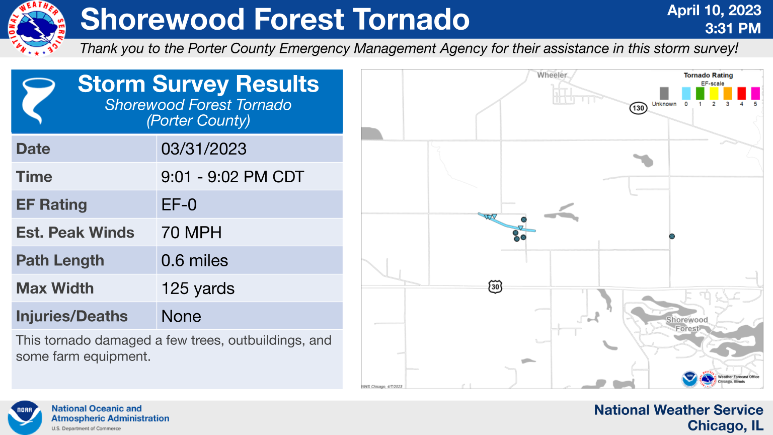 Shorewood Forest Area Tornado Map