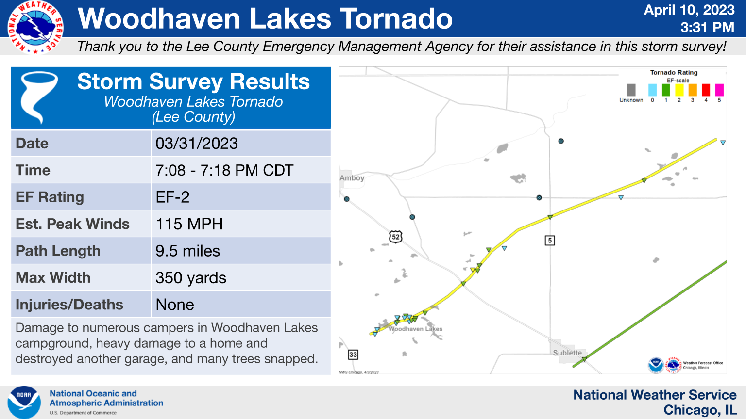 Amboy Area/Woodhaven Lakes Tornado Map