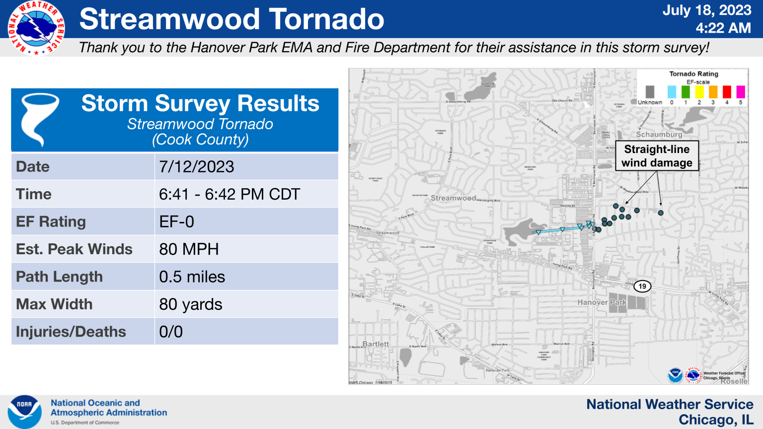 Streamwood Tornado Map