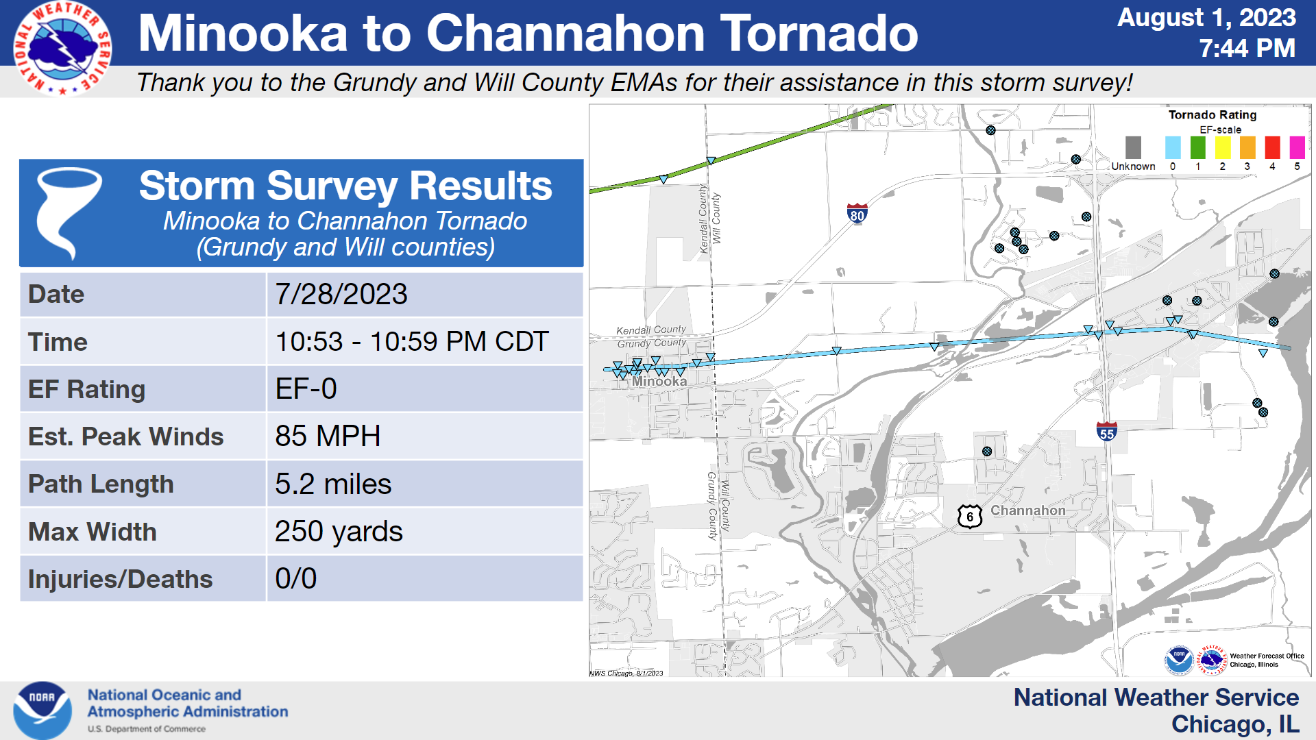 Minooka to Channahon Tornado Map