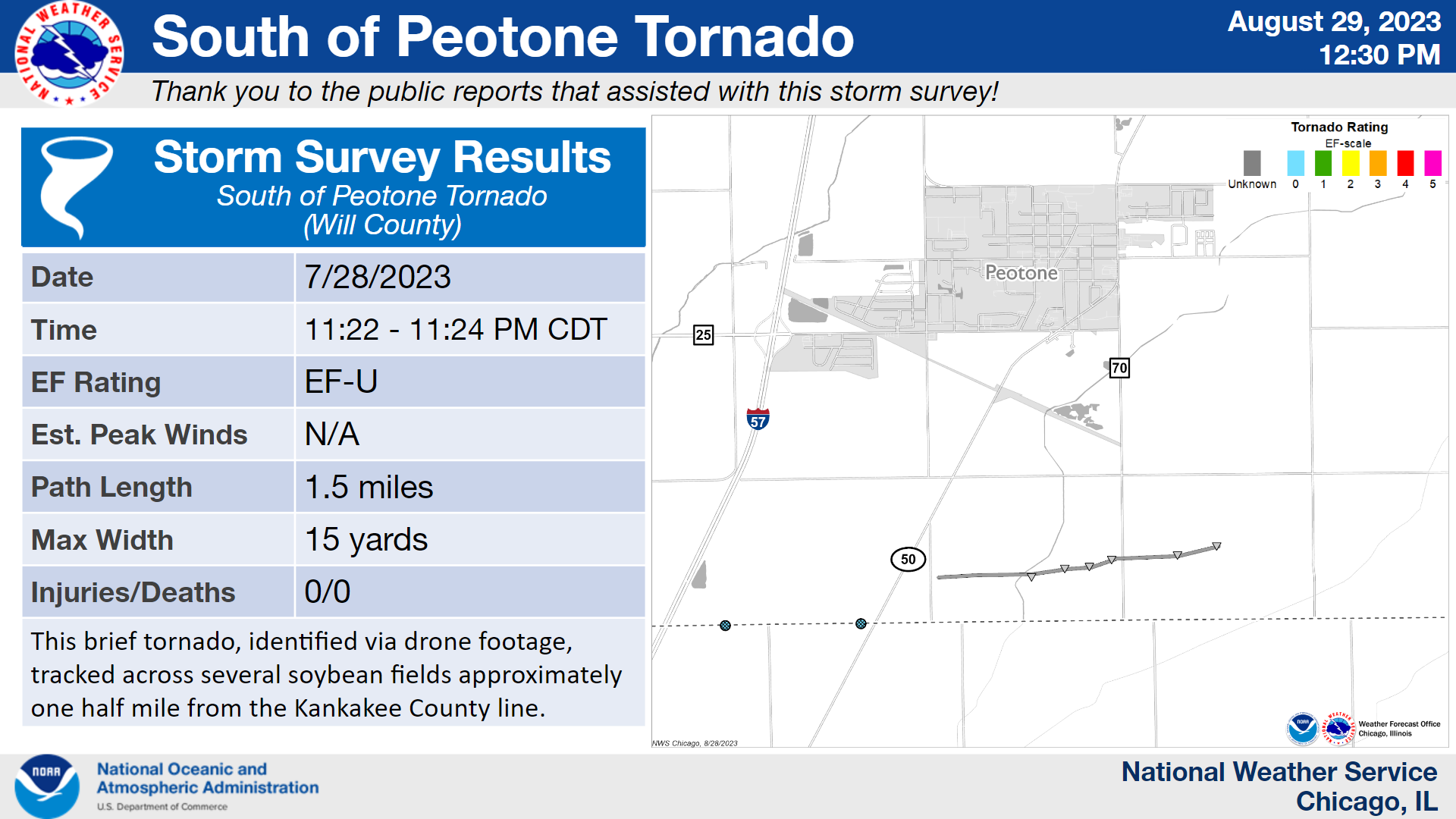 South of Peotone Tornado Map