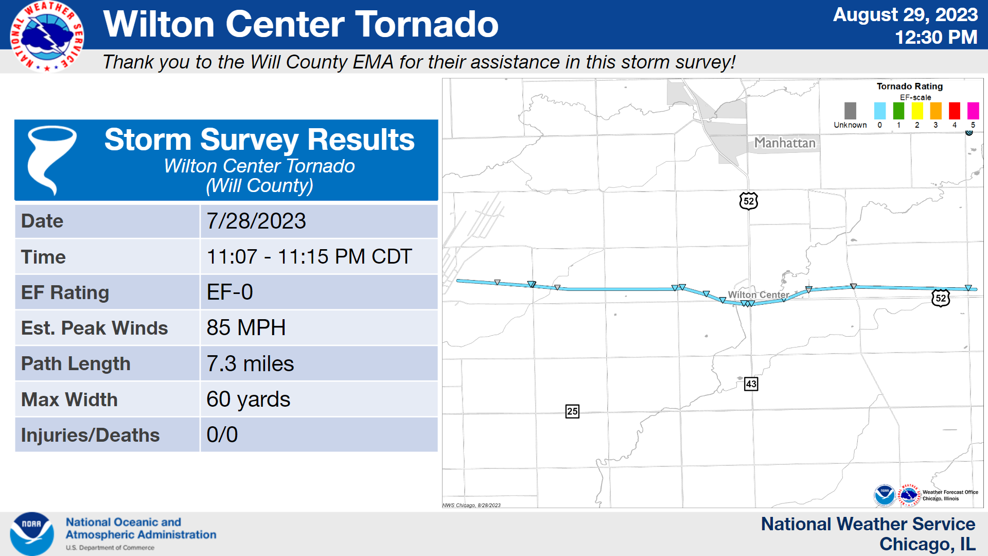 Wilton Center Tornado Map