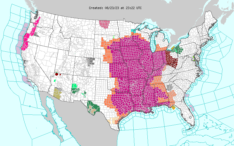 NWS Watch Warning and Advisory Map