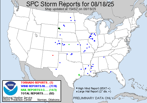 Preliminary Map of Storm Reports