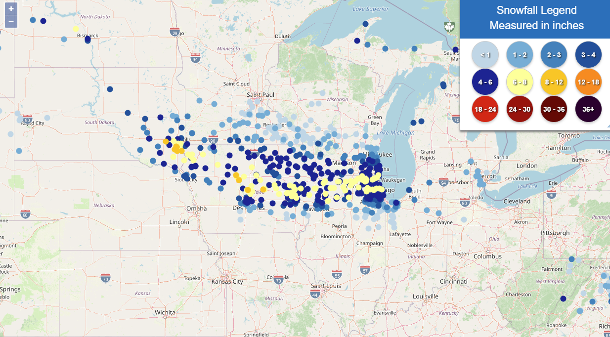 Regional Snowfall Report Map