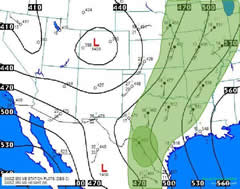 850 mb map at 7 pm CDT on May 11, 1970 (0000 UTC). Click on the map for a larger view.