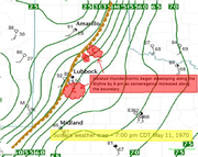 7 pm CDT (0000Z) surface map on May 11, 2004. Click on the map for a larger view.