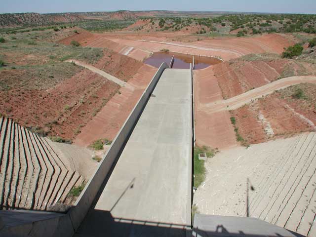 Backside of the spillway.