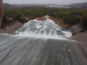 Water running over Buffalo Springs spillway on 11/17/2004