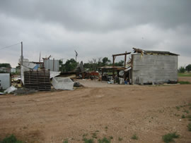 Image of damage from June 9, 2005 storm. Photograph taken by Brian LaMarre, Warning Coordination Meteorologist, WFO Lubbock, TX.