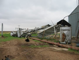 Image of damage from June 9, 2005 storm. Photograph taken by Brian LaMarre, Warning Coordination Meteorologist, WFO Lubbock, TX.