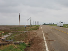 Image of damage from June 9, 2005 storm. Photograph taken by Brian LaMarre, Warning Coordination Meteorologist, WFO Lubbock, TX.