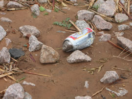 Image of damage from June 9, 2005 storm. Photograph taken by Brian LaMarre, Warning Coordination Meteorologist, WFO Lubbock, TX.