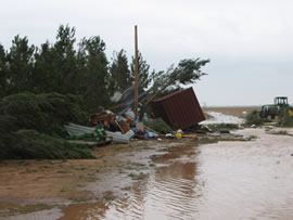 Image of damage from June 9, 2005 storm. Photograph taken by Brian LaMarre, Warning Coordination Meteorologist, WFO Lubbock, TX.