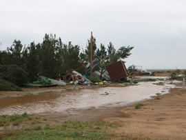 Image of damage from June 9, 2005 storm. Photograph taken by Brian LaMarre, Warning Coordination Meteorologist, WFO Lubbock, TX.