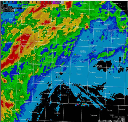 Storm Total Precipitation Estimated from Radar (Click on the image for a larger view)