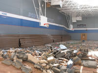 Damage sustained to the Childress High School.