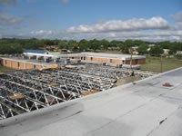 Damage sustained to the Childress High School.