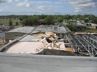 Damage sustained to the Childress High School.