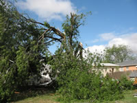 Damage to residential area to the west of the Childress High School.