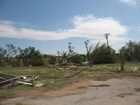 Damage associated with the tornado in the Fair Park area (east of the High School).